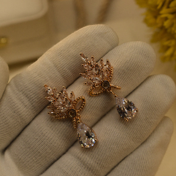 Sparkling Unique Design Gold Plated Crystal Stones Earrings For Girls/women
