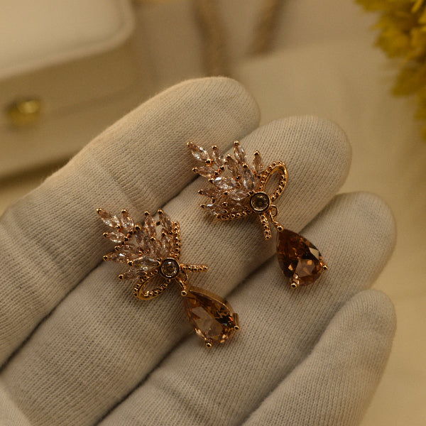 Sparkling Unique Design Gold Plated Crystal Stones Earrings For Girls/women
