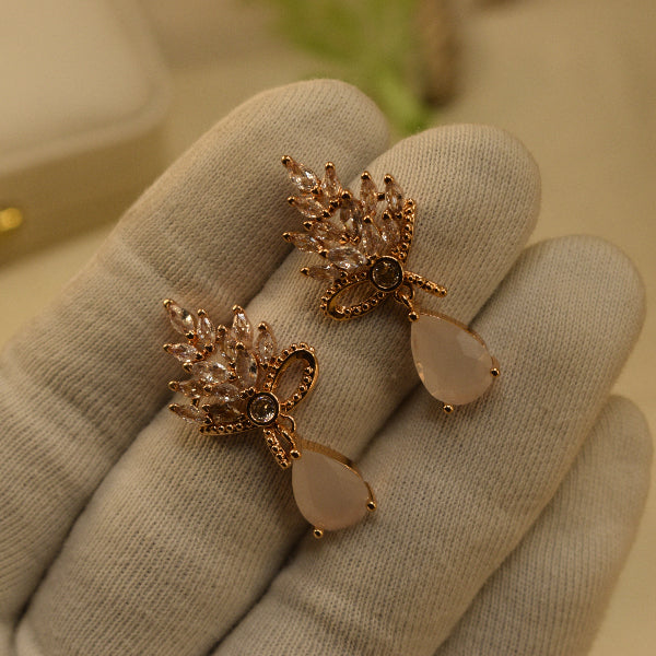 Sparkling Unique Design Gold Plated Crystal Stones Earrings For Girls/women