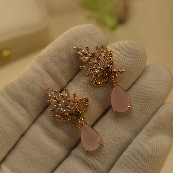 Sparkling Unique Design Gold Plated Crystal Stones Earrings For Girls/women
