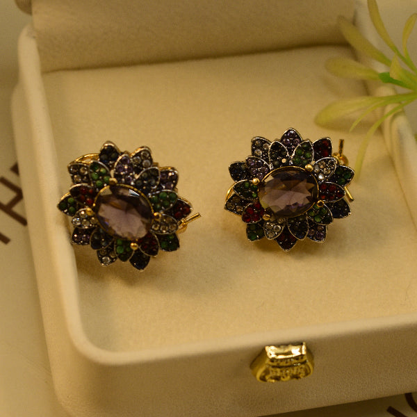Luxury Unique Design Gold Plated Crystal Stones Earrings For Girls/women