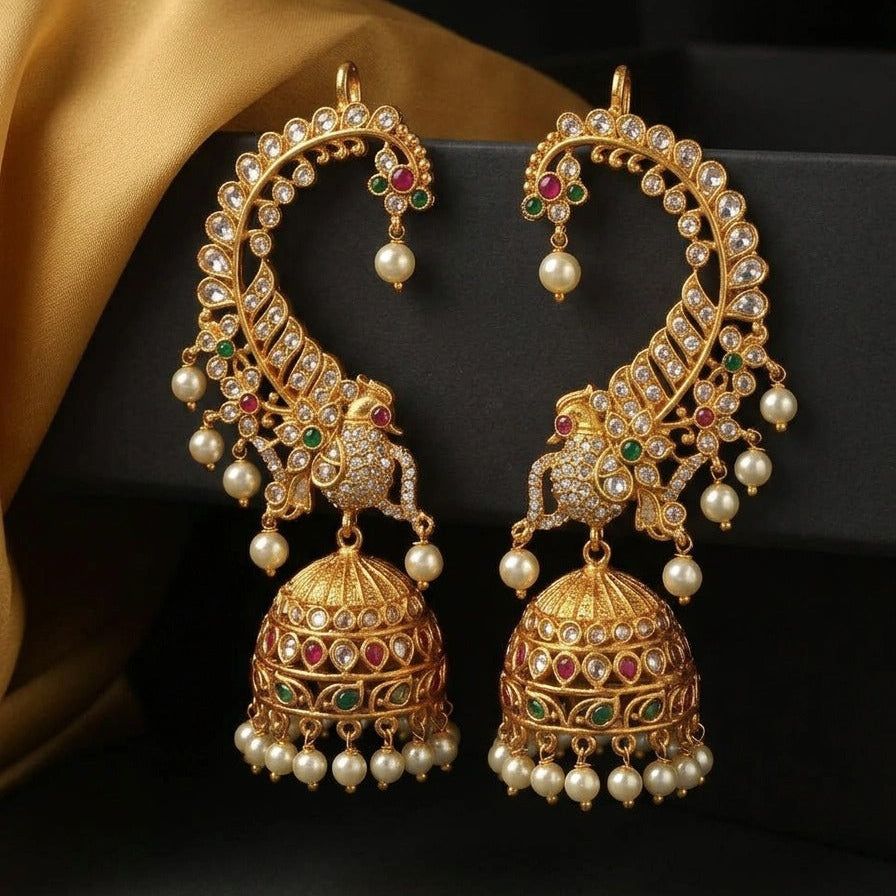 Charming Unique Design Gold Plated Crystal Stones Earrings For Girls/women