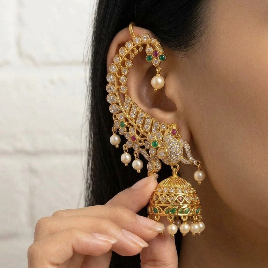 Charming Unique Design Gold Plated Crystal Stones Earrings For Girls/women