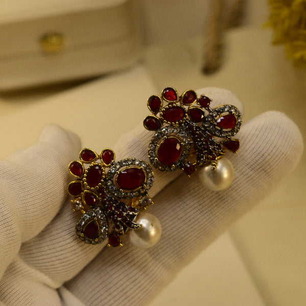 Beautiful Unique Design Gold Plated Crystal Stones Earrings For Girls/women