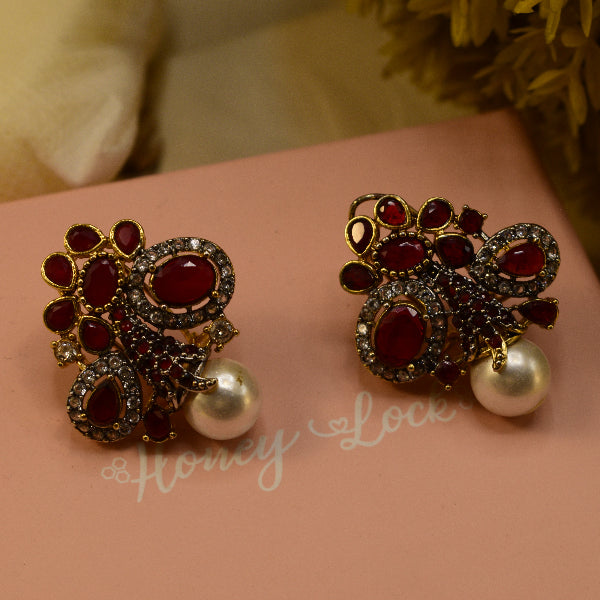 Beautiful Unique Design Gold Plated Crystal Stones Earrings For Girls/women
