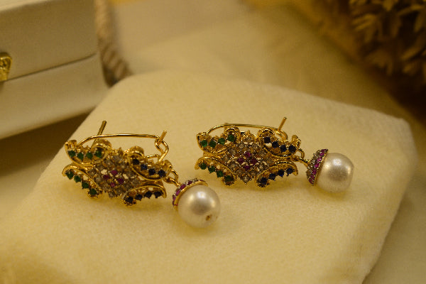 Fancy Unique Design Gold Plated Crystal Stones Earrings For Girls/women