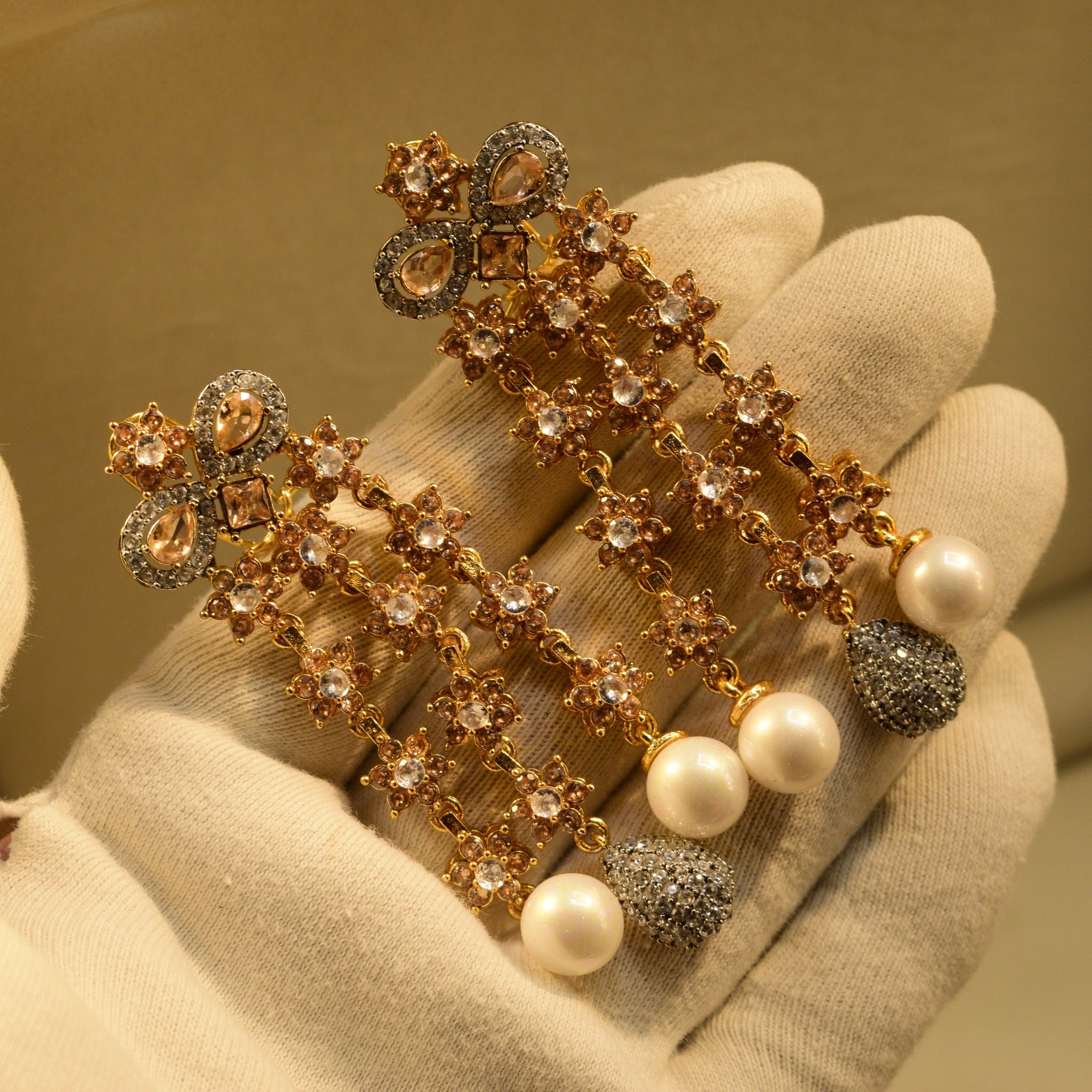 Dazzling Design Gold Plated Crystal Stones Earrings For Girls/women