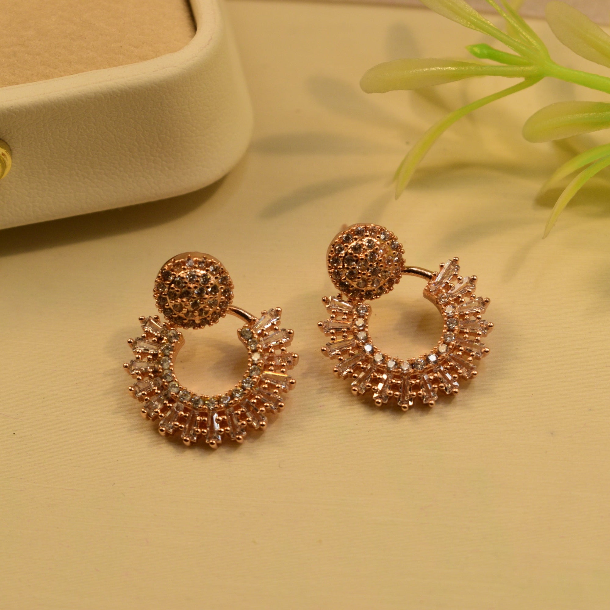 Sparkling Design Gold Plated Crystal Stones Earrings For Girls/women