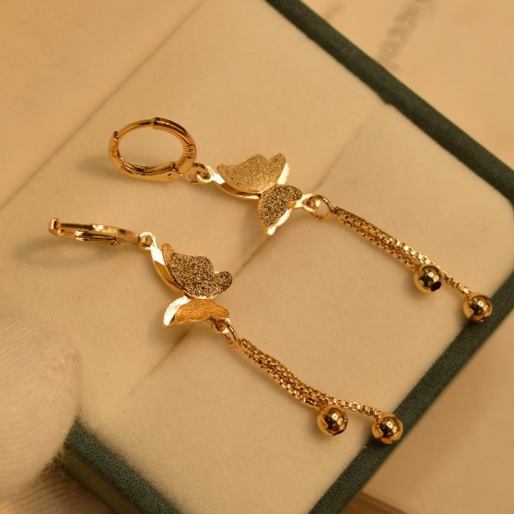 Elegant Butterfly Design Golden Crystal Earrings For Girls/Women