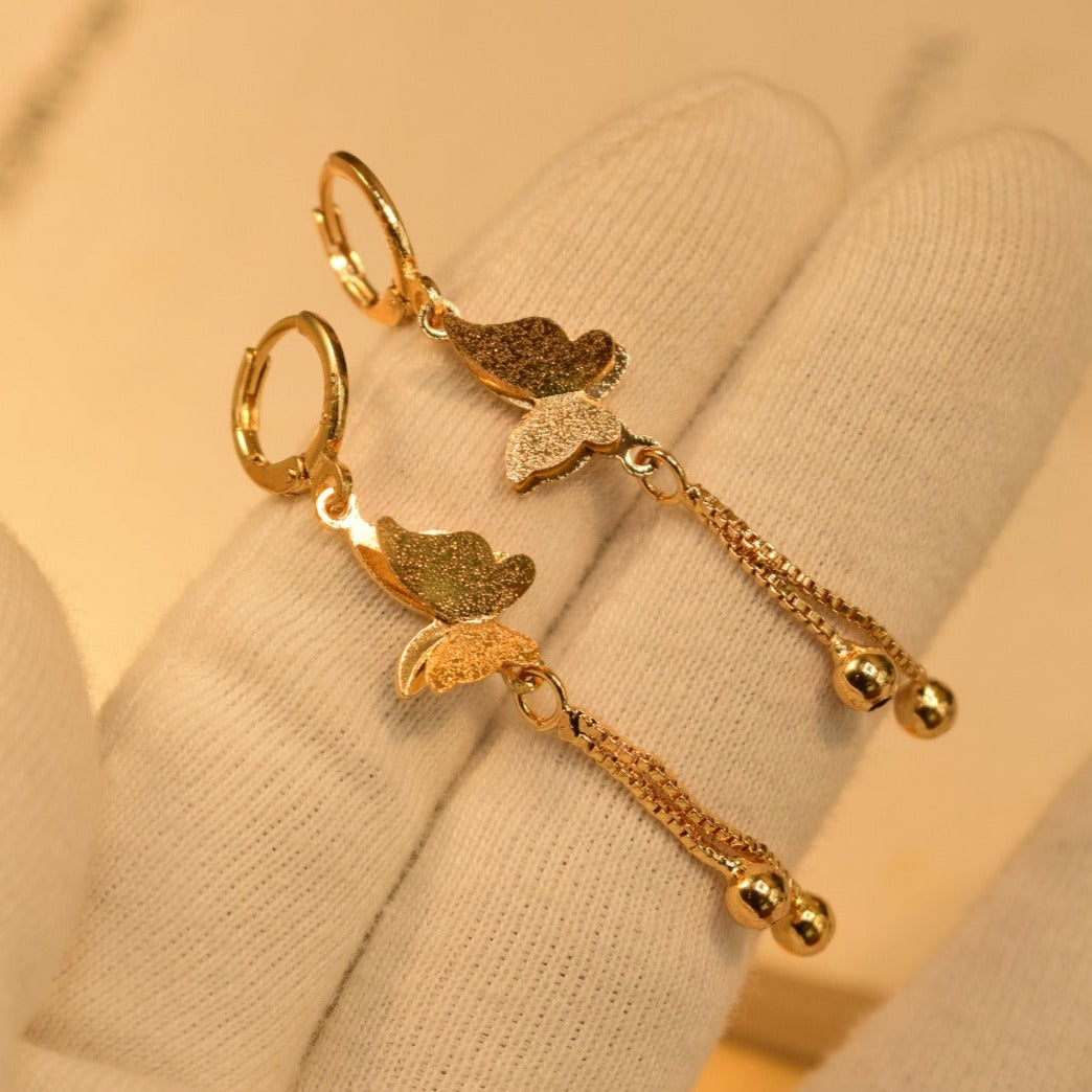 Elegant Butterfly Design Golden Crystal Earrings For Girls/Women