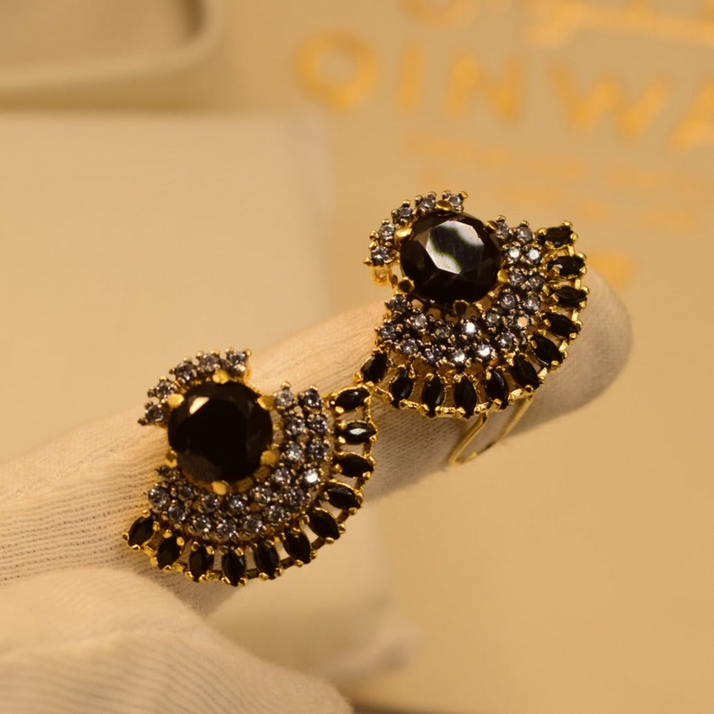 Stylish Design Jarao Black Stones Earrings For Girls/women.