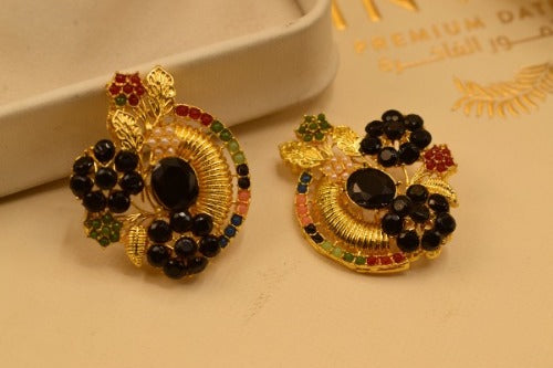 Fancy Design Golden Multicolour Stones Earrings For Girls/women.