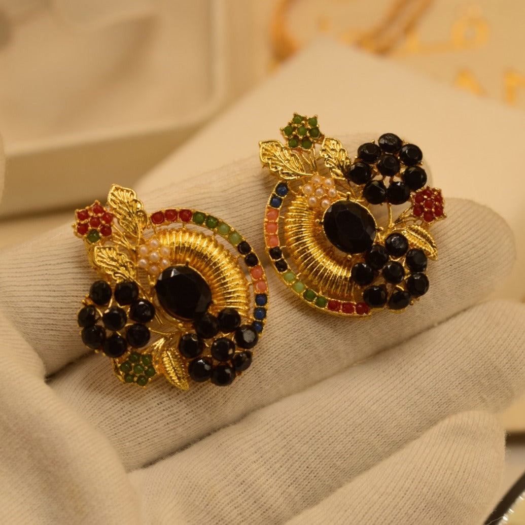 Fancy Design Golden Multicolour Stones Earrings For Girls/women.