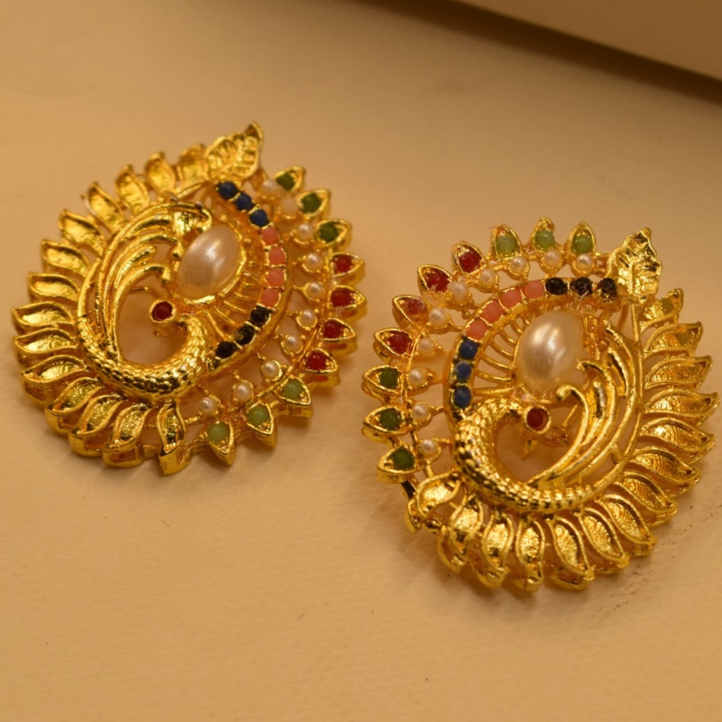 Stylish Design Golden White/Shempion Stones Earrings For Girls/women.