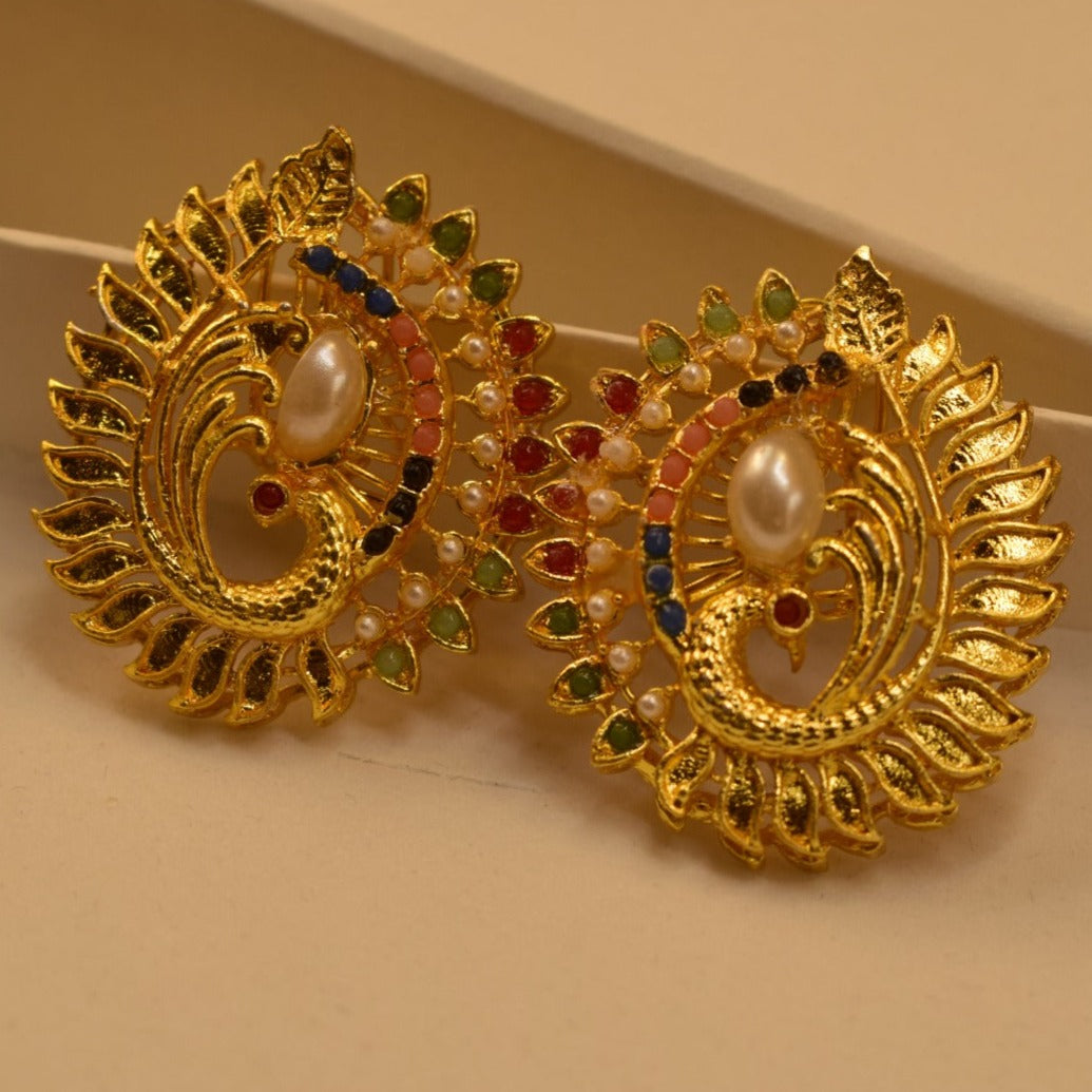 Stylish Design Golden White/Shempion Stones Earrings For Girls/women.