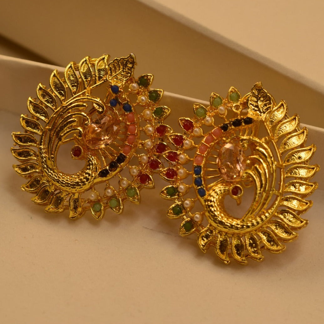 Stylish Design Golden White/Shempion Stones Earrings For Girls/women.