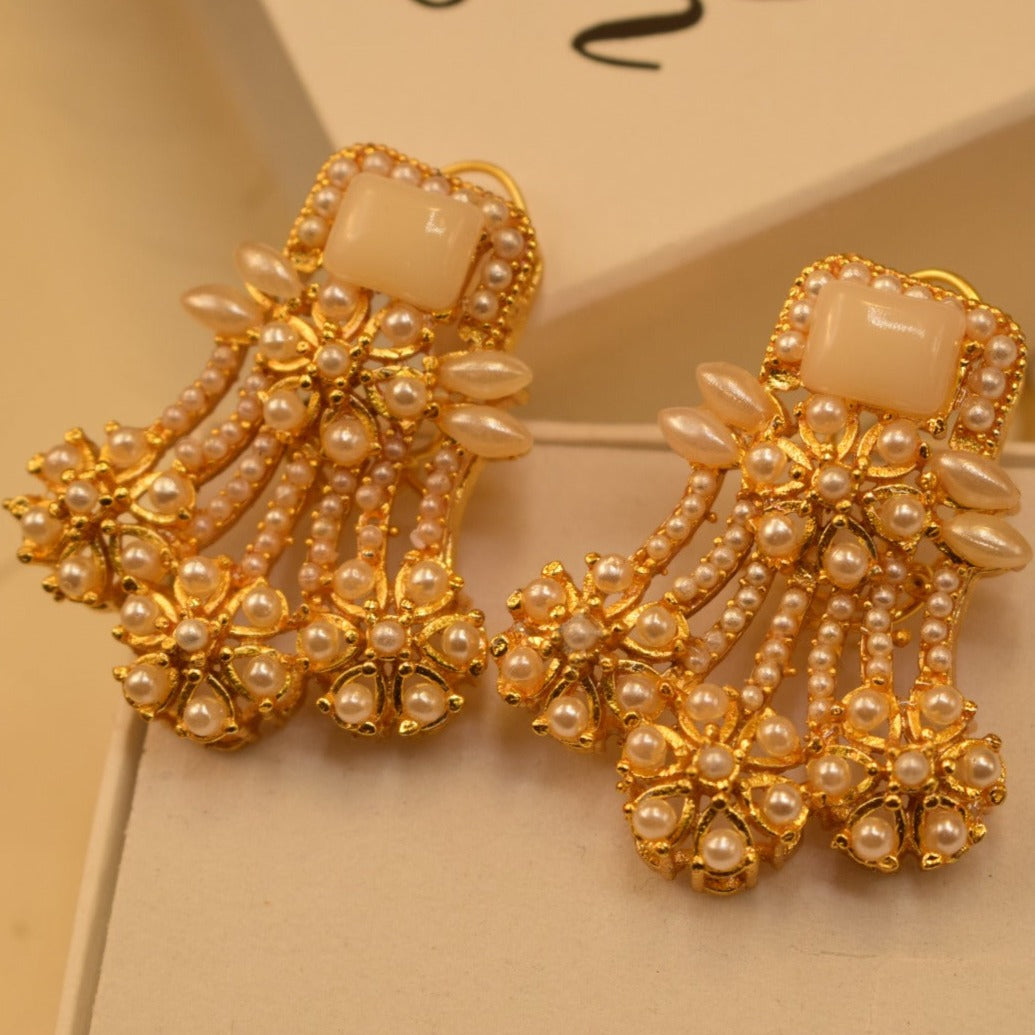 Elegant Design Golden White/Maroon/Green/Black/Yellow/Pink/Parple/Orange Stones Earrings For Girls/women.