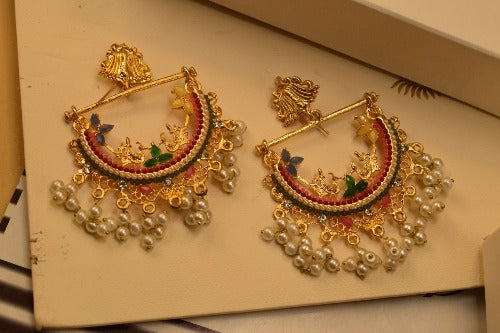 Unique Elegant Design Golden Multicolours Stone Earrings For Girls/women.