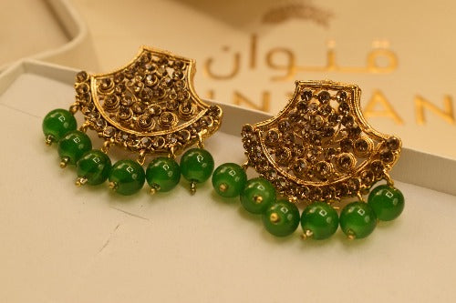 Unique Design Black/Green Stone Earrings For Girls/women.