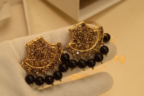 Unique Design Black/Green Stone Earrings For Girls/women.