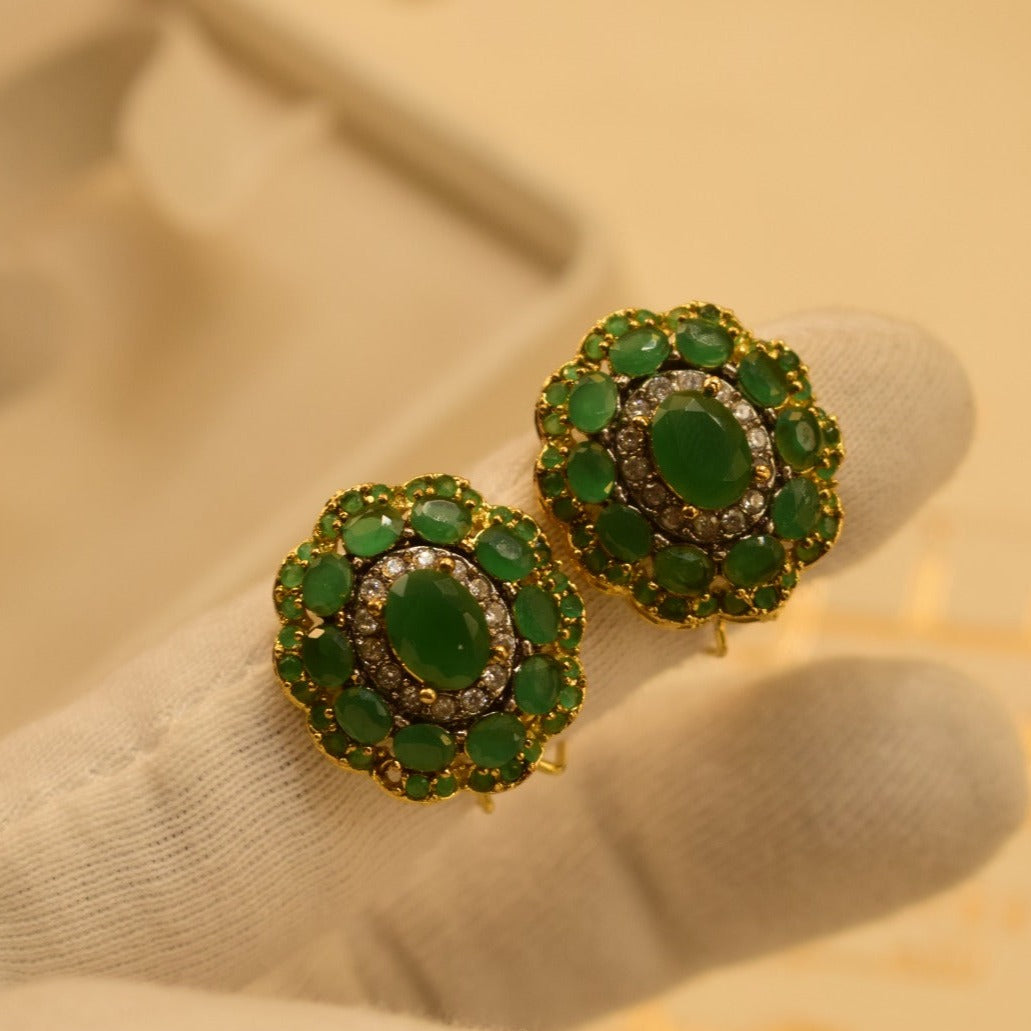 Unique Design Jarao Green Stone Earrings For Girls/women.