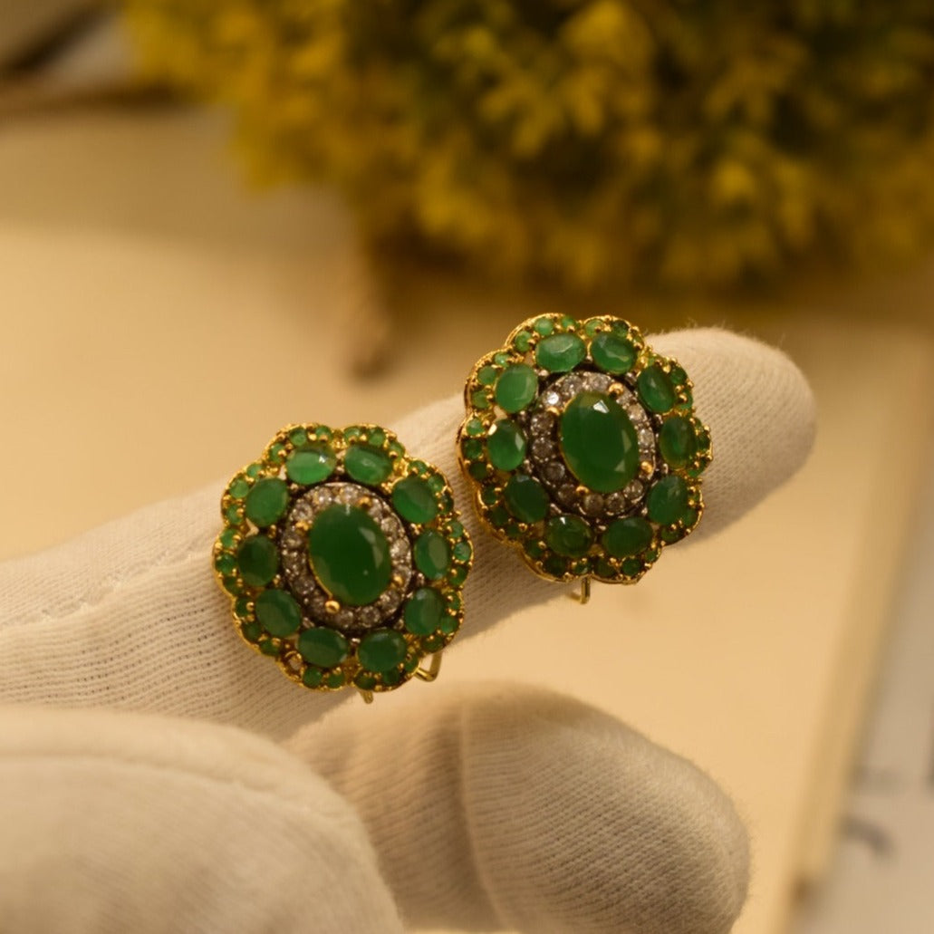 Unique Design Jarao Green Stone Earrings For Girls/women.