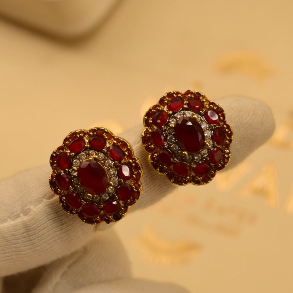 Fancy Design Jarao Maroon Stone Earrings For Girls/women.