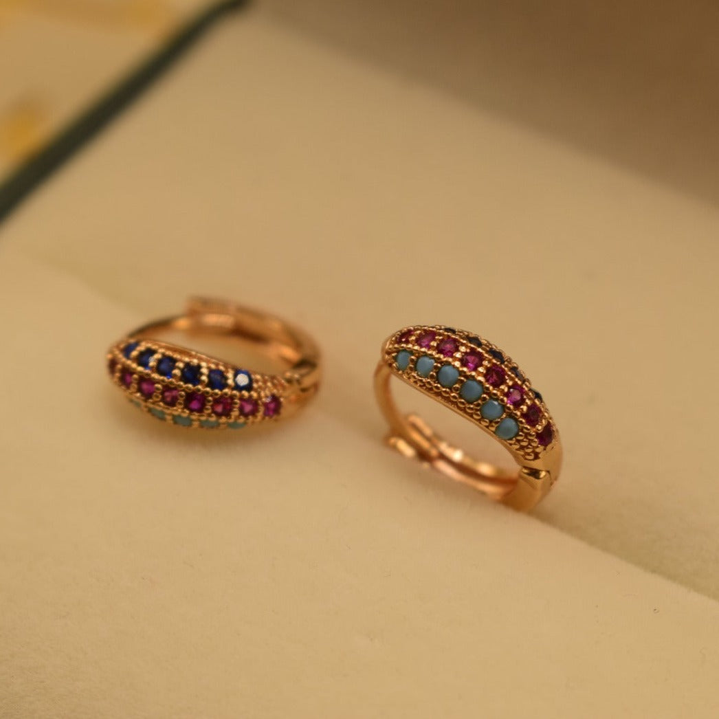 Multi Color Design Elegant Stone Golden Earrings For Girls/women.