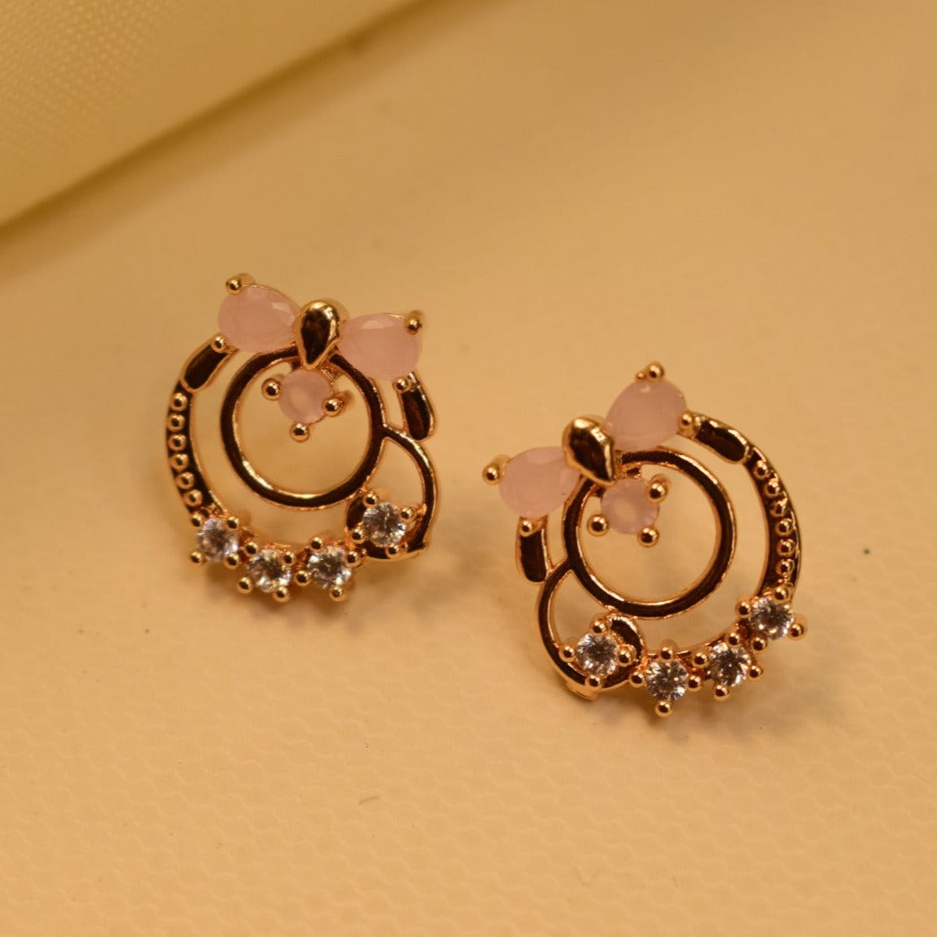 Unique Design Real Stone Gold Plated Tiny Earrings For Girls/women.