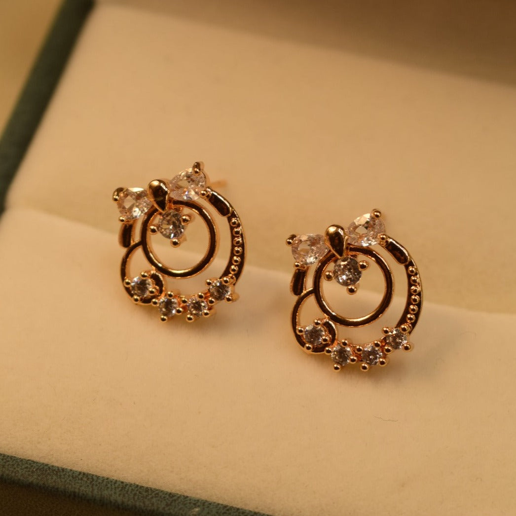 Unique Design Real Stone Gold Plated Tiny Earrings For Girls/women.