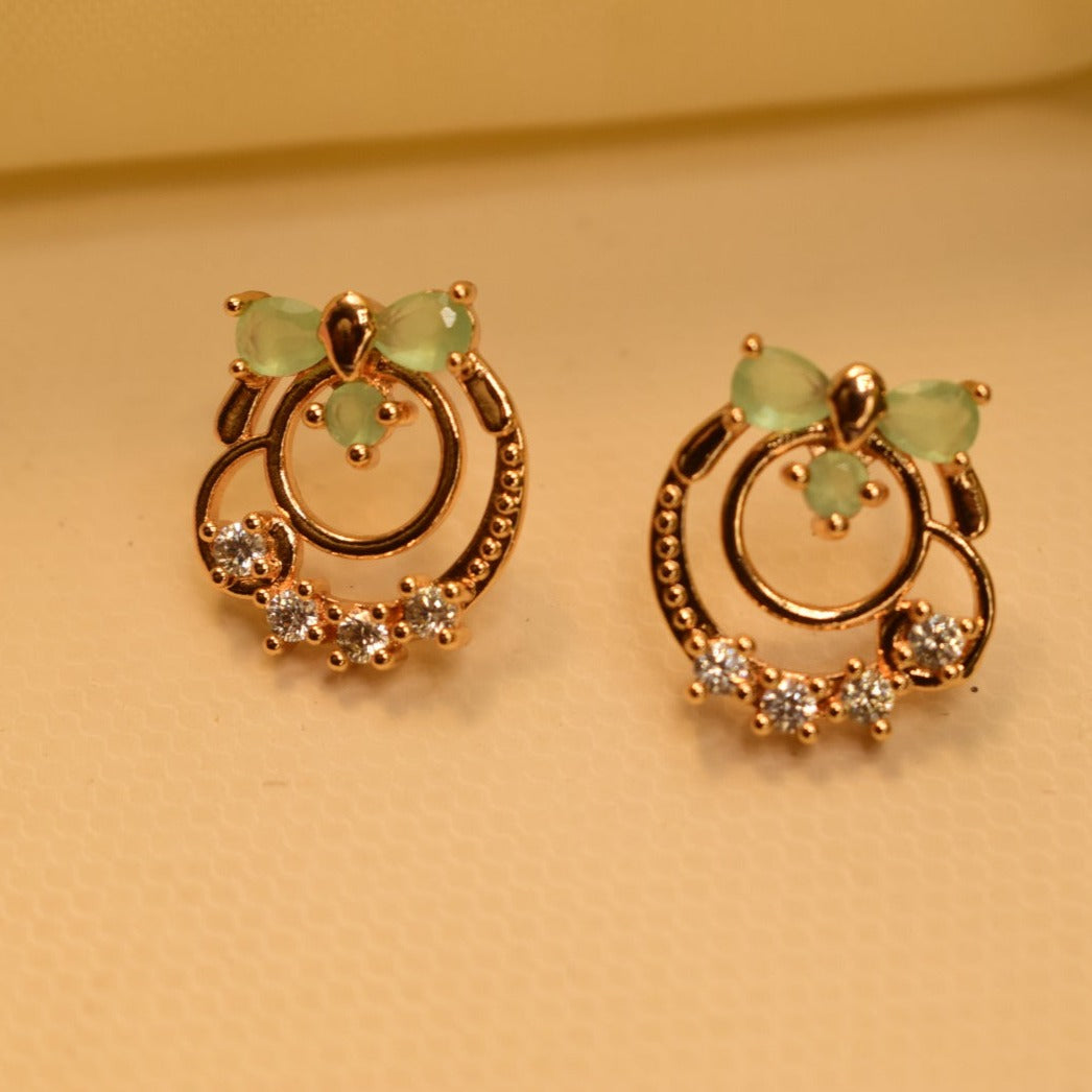 Unique Design Real Stone Gold Plated Tiny Earrings For Girls/women.
