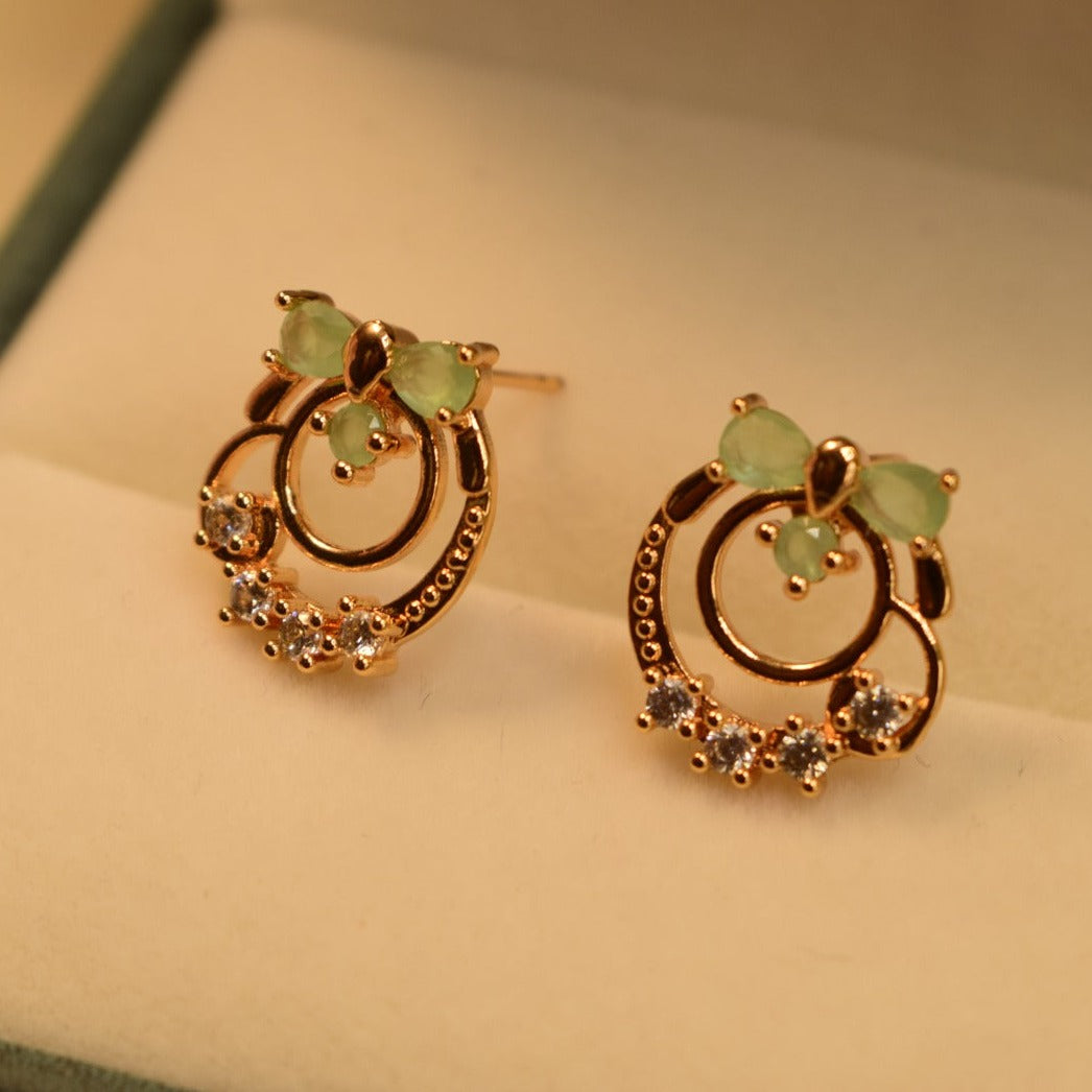 Unique Design Real Stone Gold Plated Tiny Earrings For Girls/women.