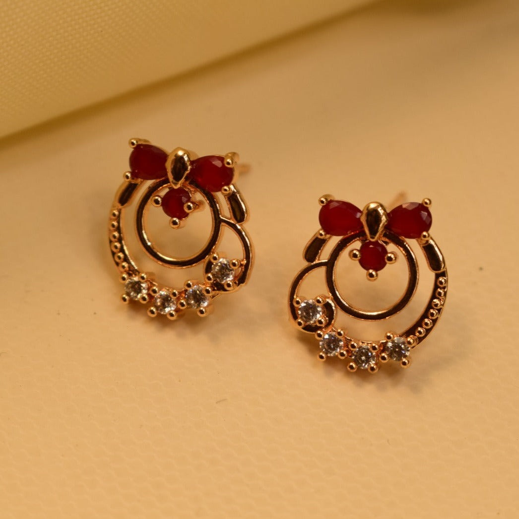 Unique Design Real Stone Gold Plated Tiny Earrings For Girls/women.