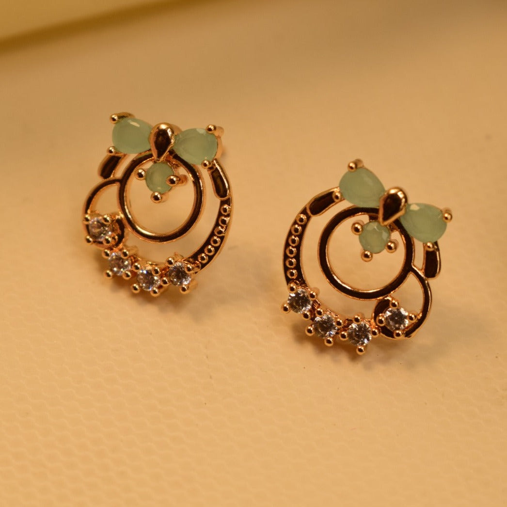Unique Design Real Stone Gold Plated Tiny Earrings For Girls/women.