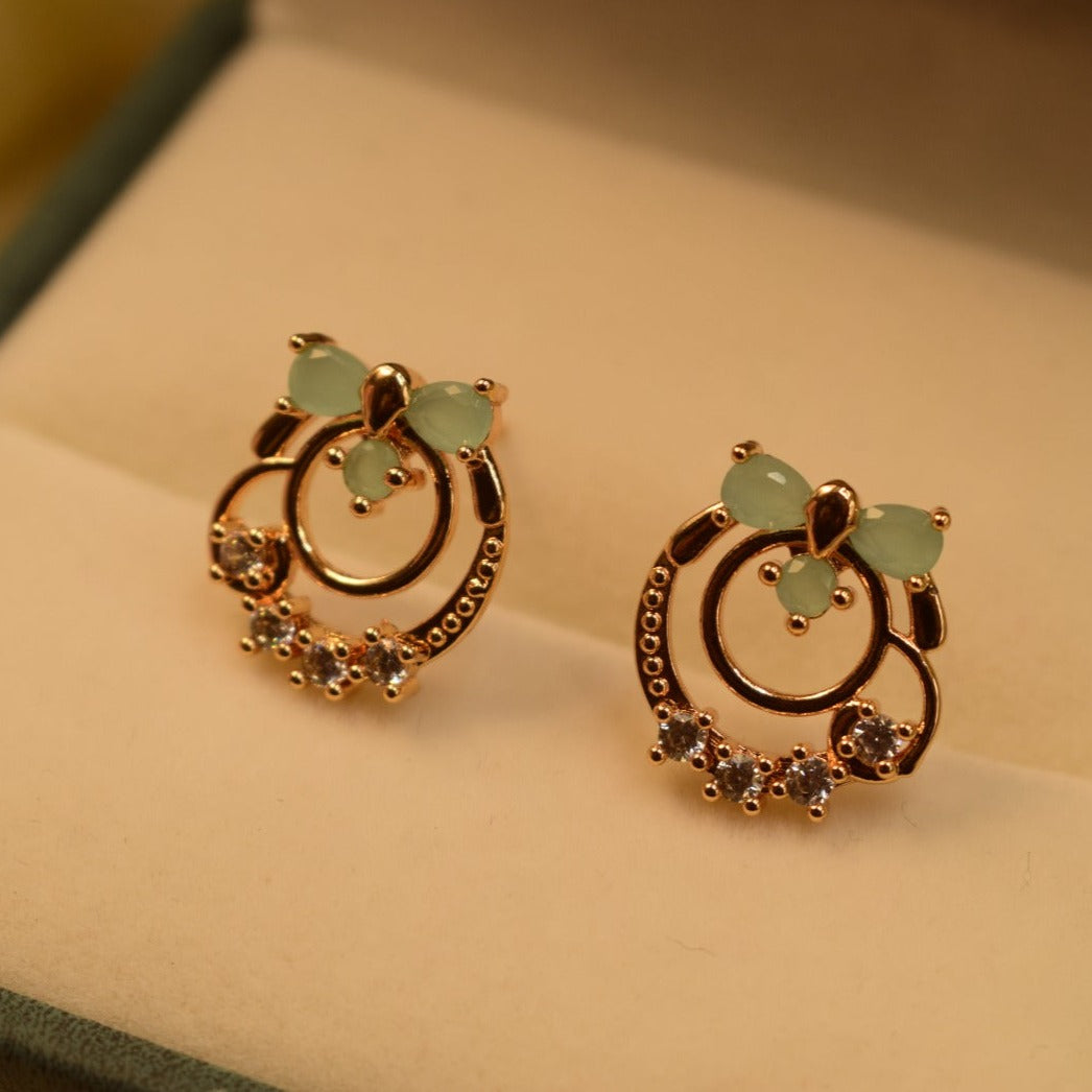 Unique Design Real Stone Gold Plated Tiny Earrings For Girls/women.