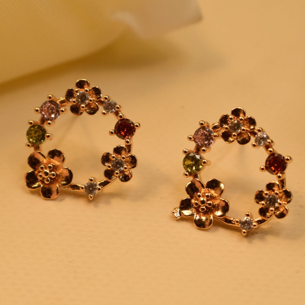 Elegant Design Real Stone Gold Plated Tiny Earrings For Girls/women.
