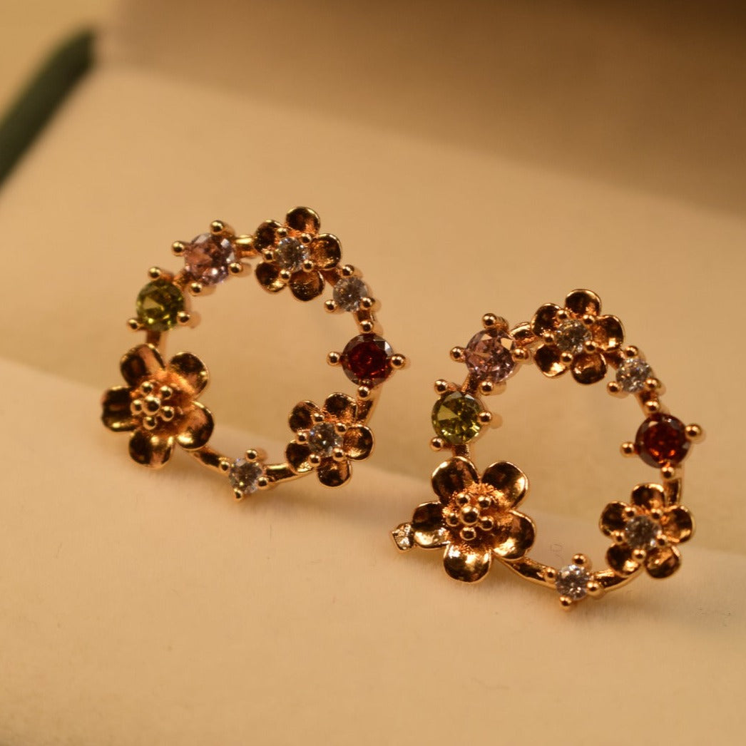 Elegant Design Real Stone Gold Plated Tiny Earrings For Girls/women.