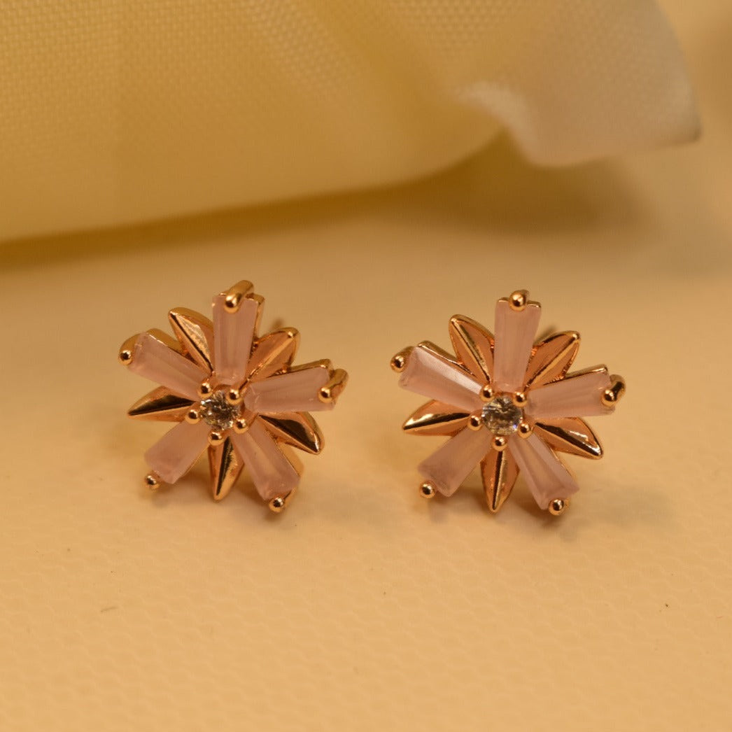 Elegant Design Real Stone Gold Plated Tiny Earrings For Girls/women.
