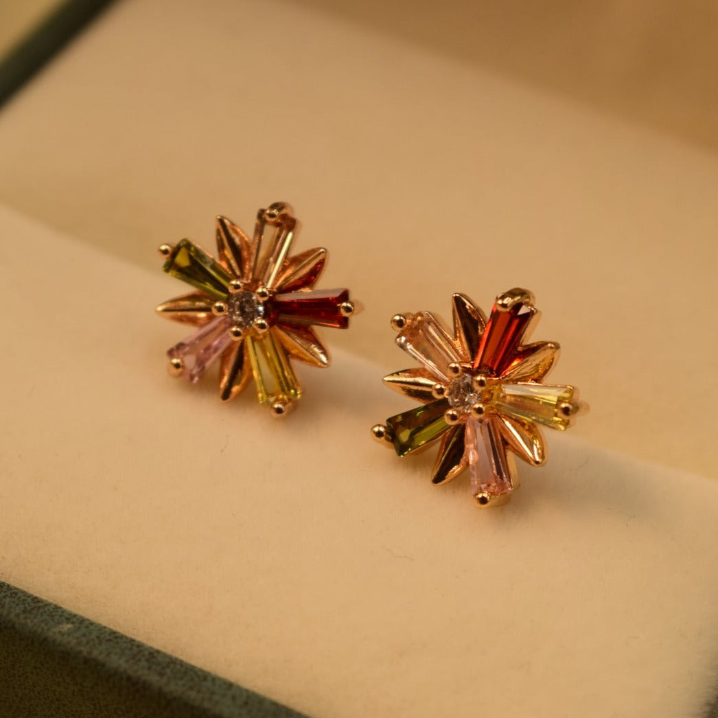 Elegant Design Real Stone Gold Plated Tiny Earrings For Girls/women.