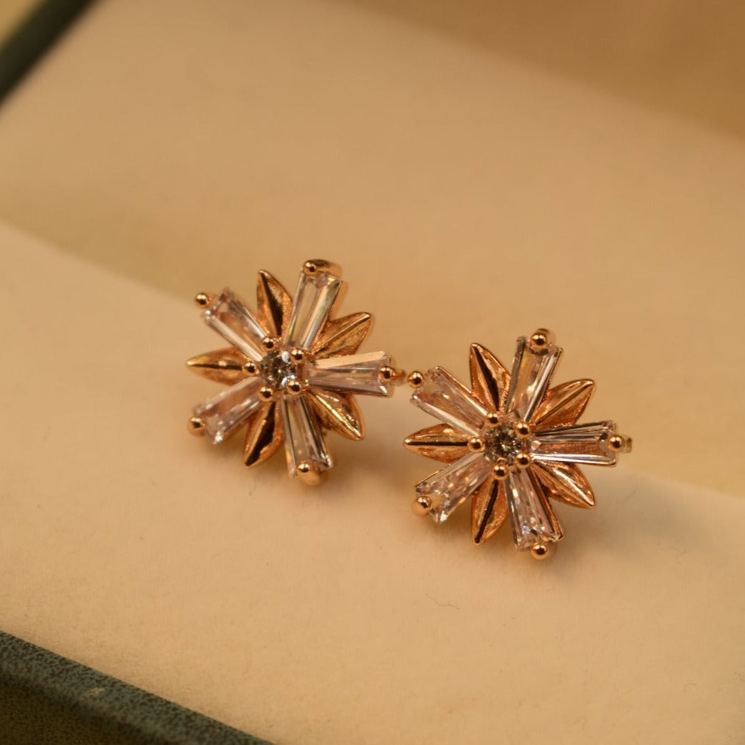 Elegant Design Real Stone Gold Plated Tiny Earrings For Girls/women.