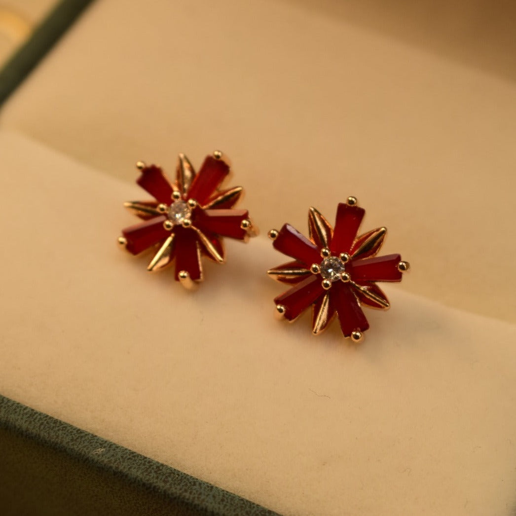 Elegant Design Real Stone Gold Plated Tiny Earrings For Girls/women.