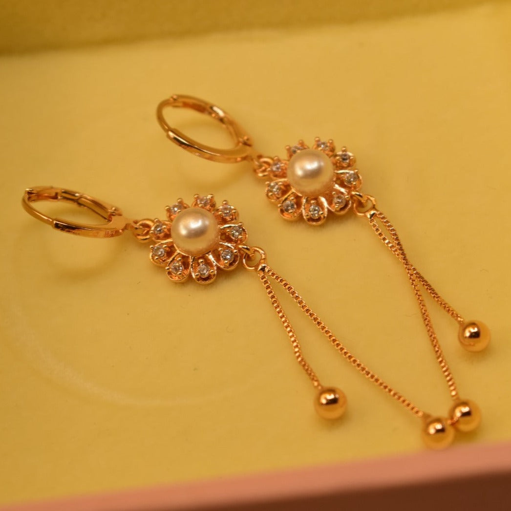 Unique Flower Design Real Stone Gold Plated Earrings For Girls/women.