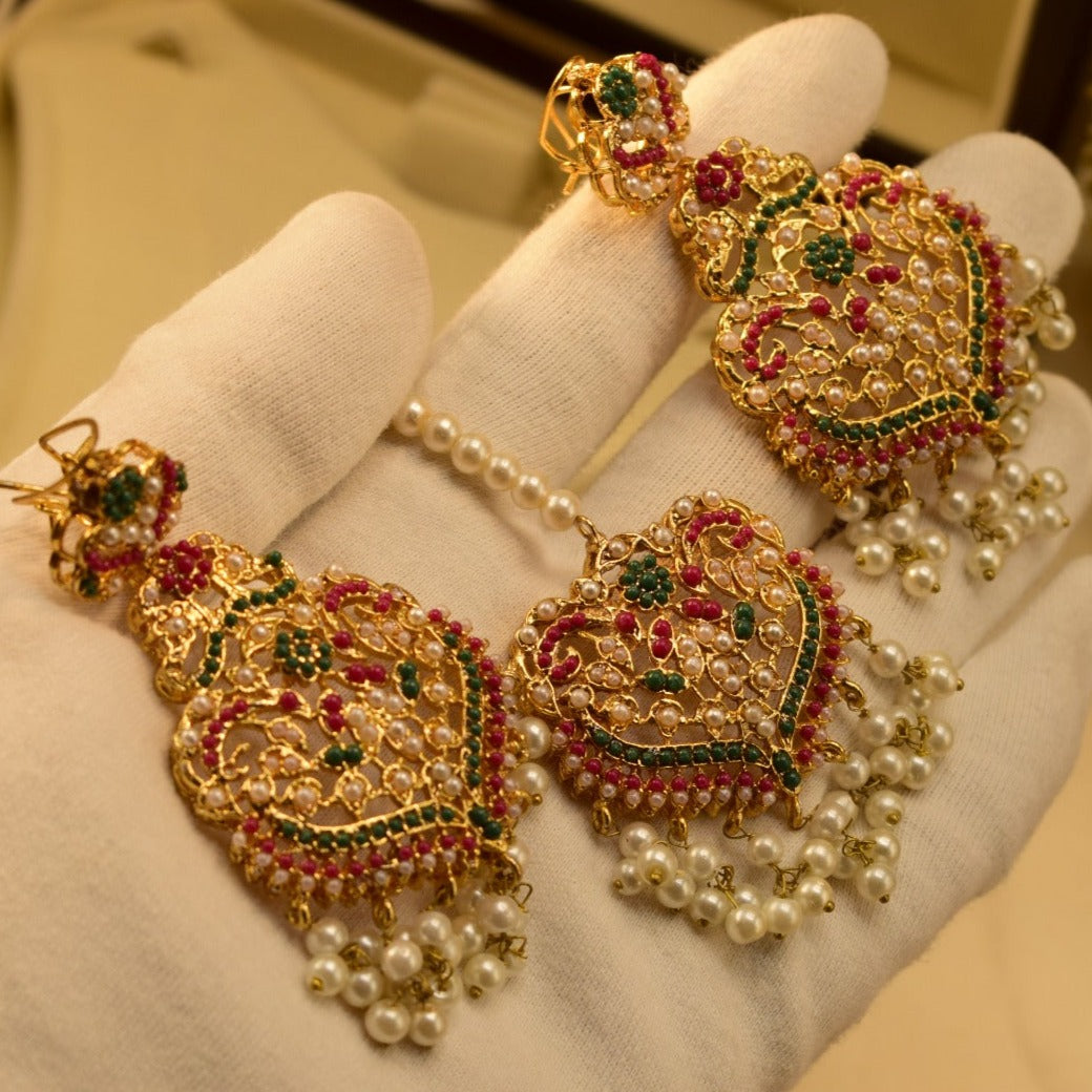 18K Gold Plated Earrings With Bindiya For Girls/women.