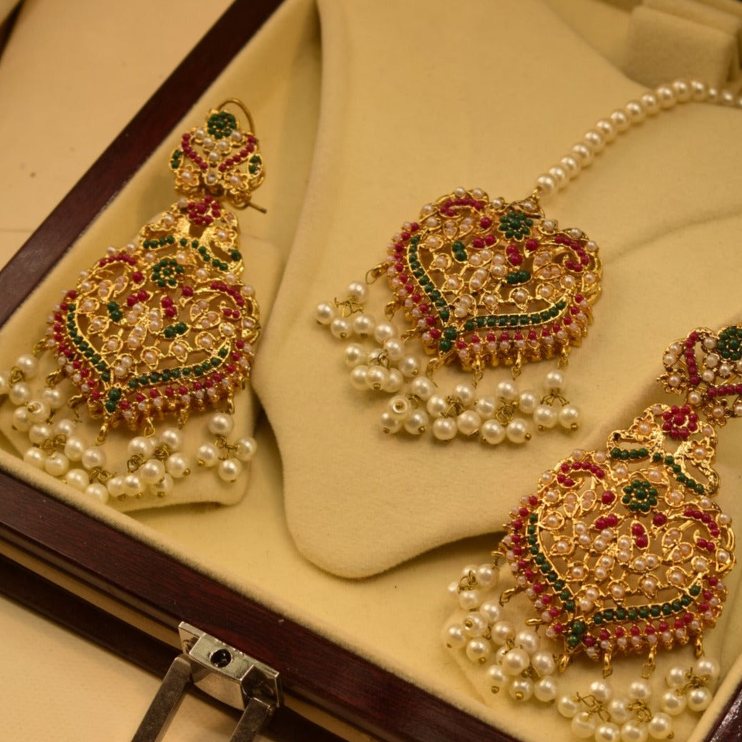 18K Gold Plated Earrings With Bindiya For Girls/women.
