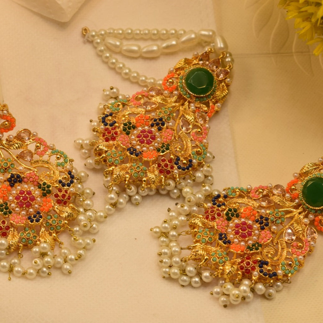 24K Gold Plated Earrings With Bindiya For Girls/women.