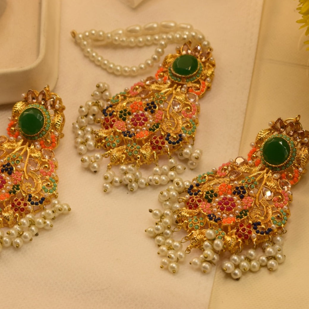 24K Gold Plated Earrings With Bindiya For Girls/women.