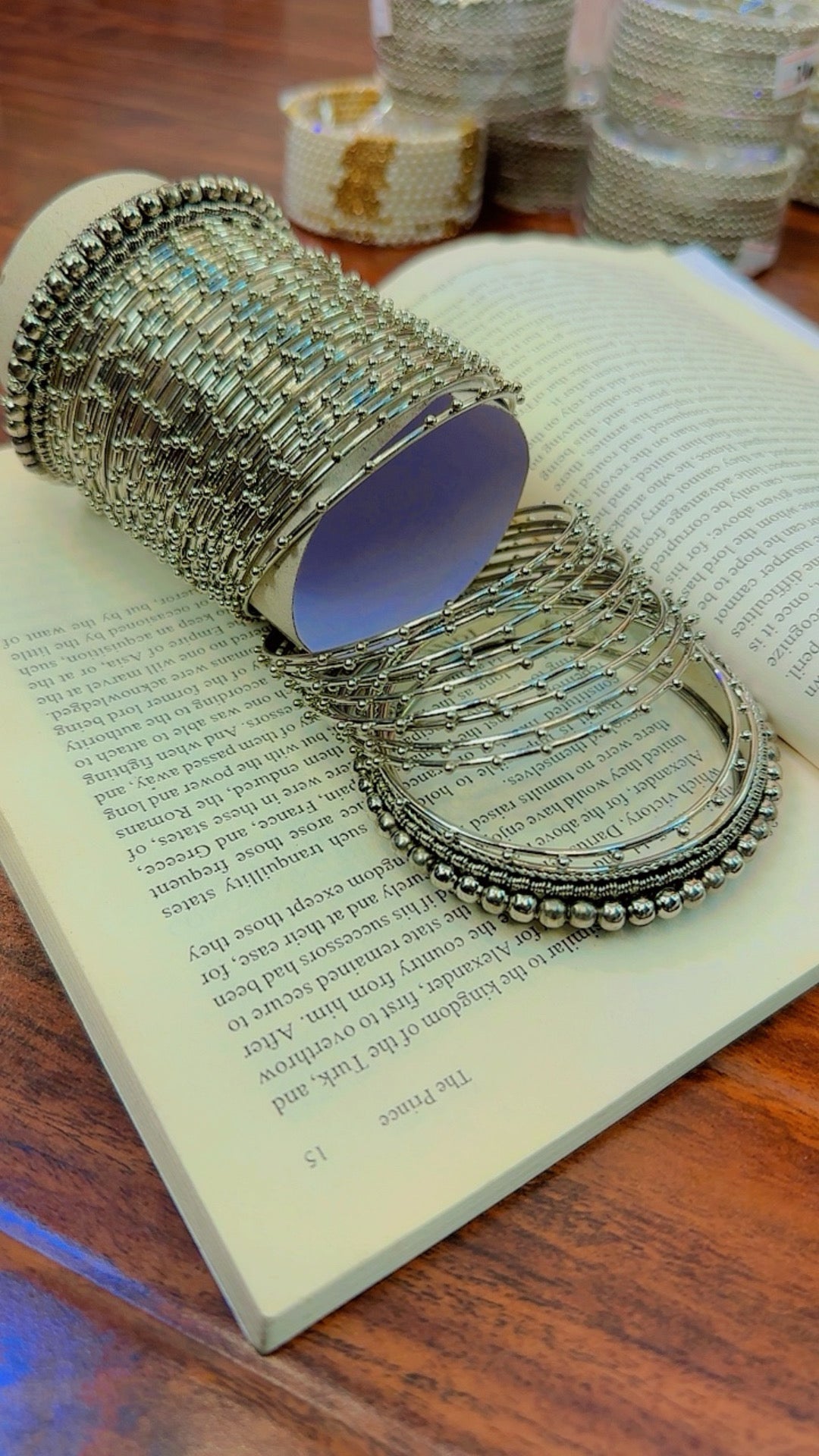 Silver Plated Bangles With Pearls Set for Girls/Women