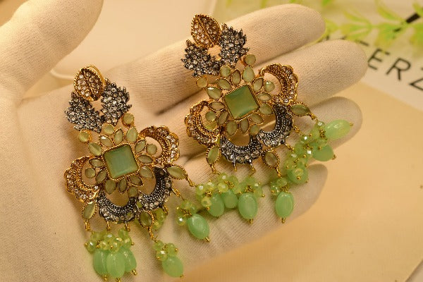 Elegant Real Stones Gold Plated Earrings For Girls/women