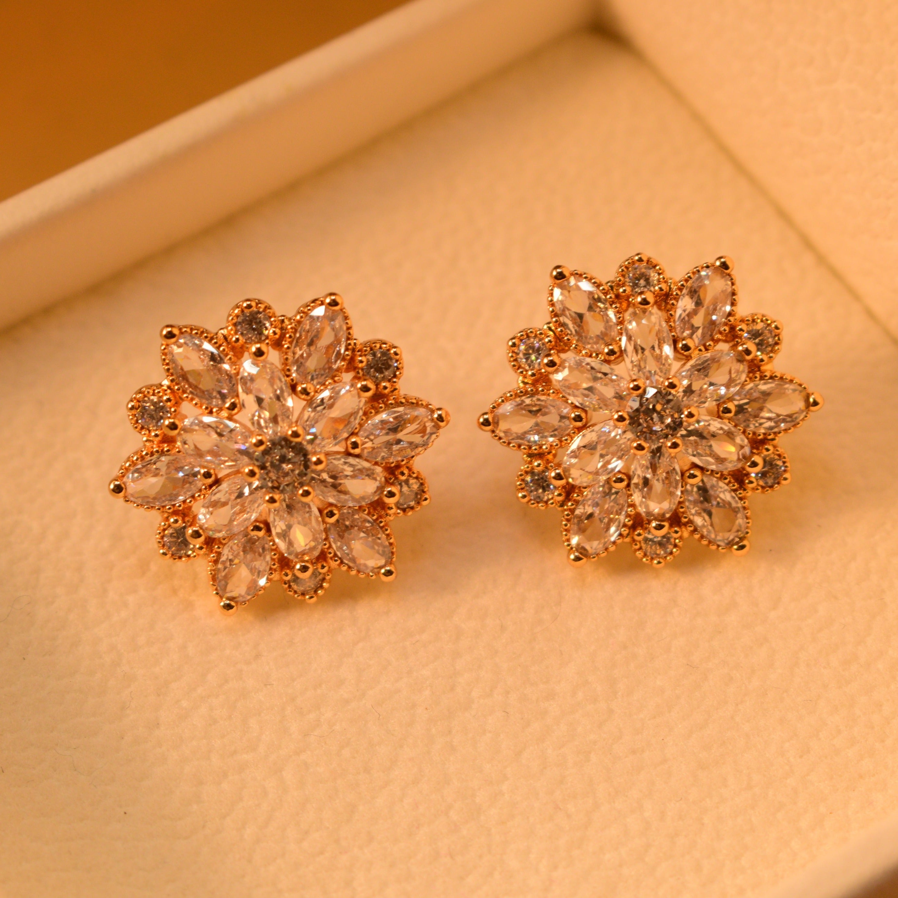 Golden Glamour Crystal Earrings For Girls/Women