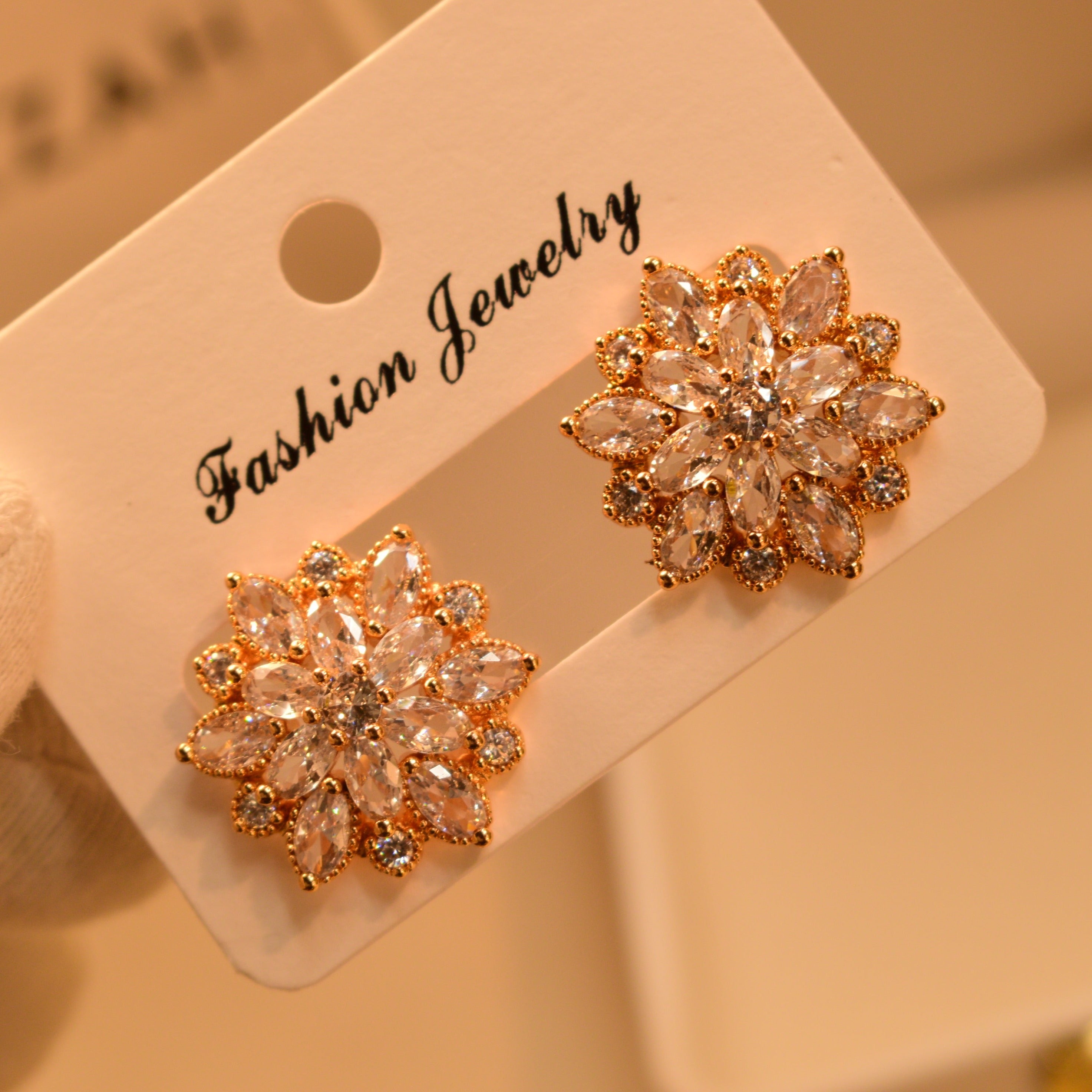 Golden Glamour Crystal Earrings For Girls/Women